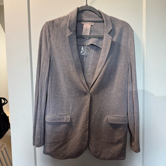 NWOT Philosophy Republic Jersey Knit Stretch Heather Grey Basic Blazer Neutral M - Picture 1 of 5